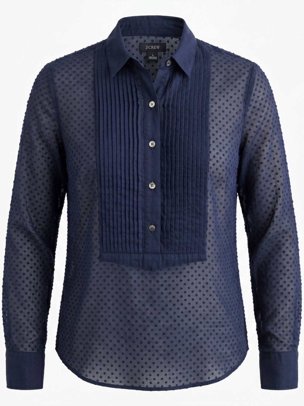 J Crew navy blue cotton silk blend quiet luxury button up size xsmall